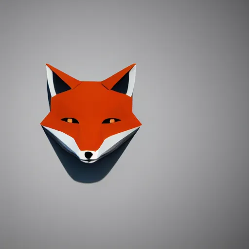 Image similar to an abstract, simplified icon depicting a fox's head, white background, elegant, award-winning, clever, render, blender, 3d