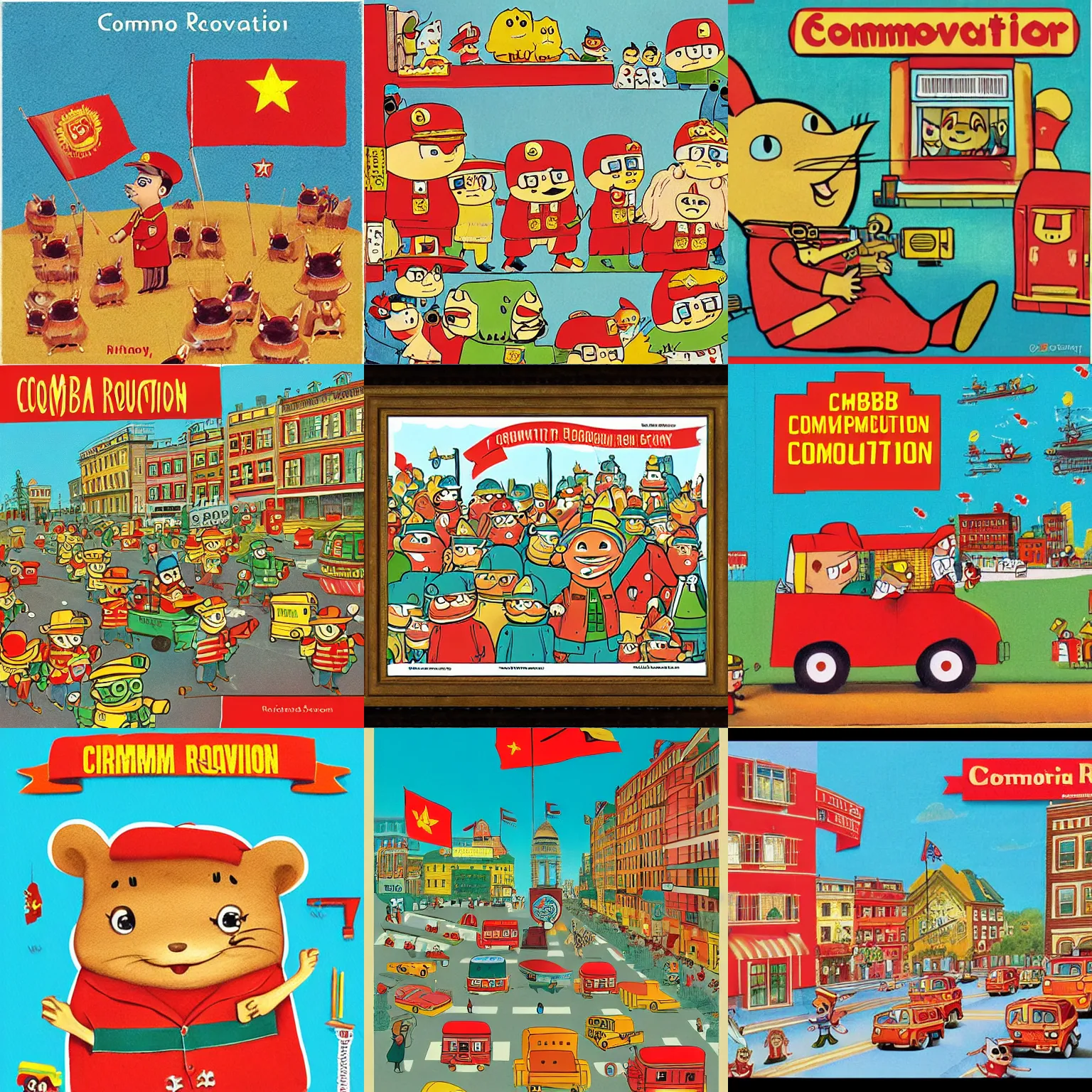 Prompt: communist revolution by richard scarry, detailed, soft colors
