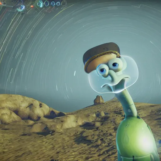 Prompt: squidward in no man's sky