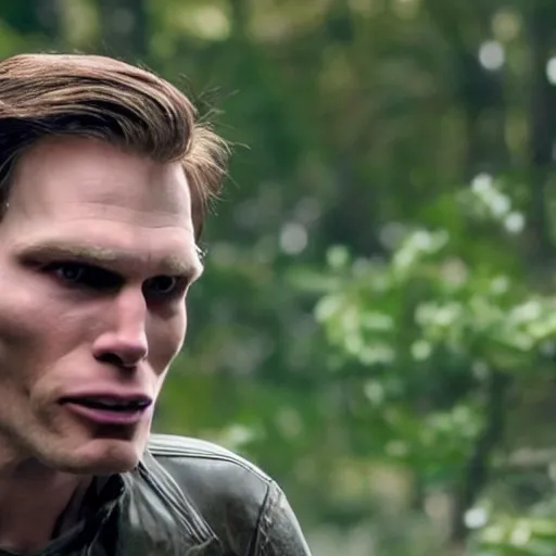 Image similar to Live Action Still of Jerma in Twilight, real life, hyperrealistic, ultra realistic, realistic, highly detailed, epic, HD quality, 8k resolution, body and headshot, film still