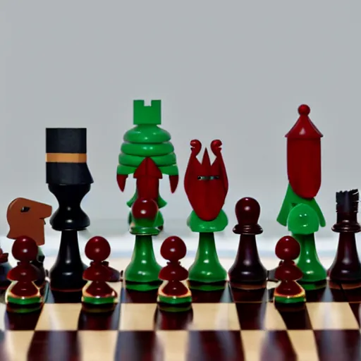 Prompt: futurama characters as chess pieces