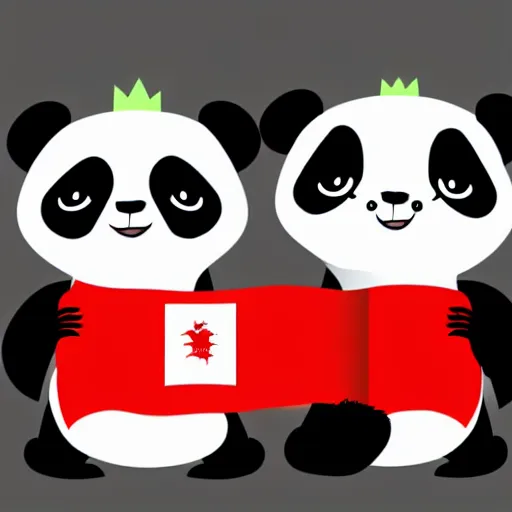 Image similar to vector art of cute panda hugging welsh dragon welsh flag, adobe illustrator