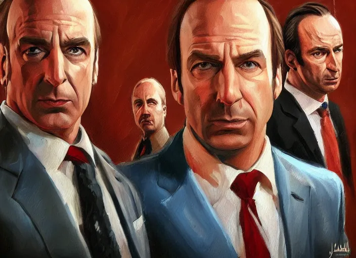 Prompt: Better Call Saul series, concept art oil painting by Jama Jurabaev, extremely detailed, brush hard, artstation