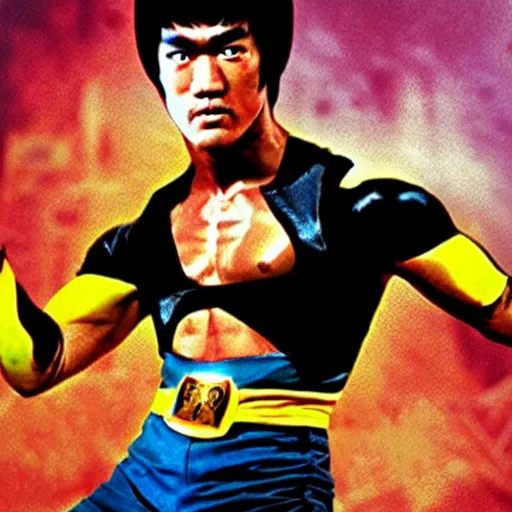 Prompt: bruce lee as a power ranger