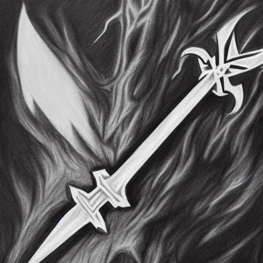 Prompt: The Master Sword from Legend of Zelda, charcoal art