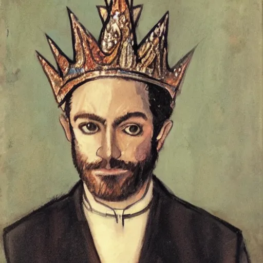 Prompt: man with a crown, smirk