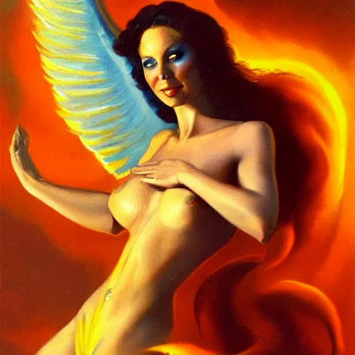 Image similar to The Pheonix Princess of Fire, painting by Boris Vallejo