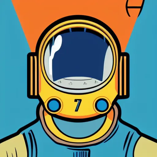 Image similar to individual astronaut portrait fallout 7 6 retro futurist illustration art by butcher billy, sticker, colorful, illustration, highly detailed, simple, smooth and clean vector curves, no jagged lines, vector art, smooth andy warhol style