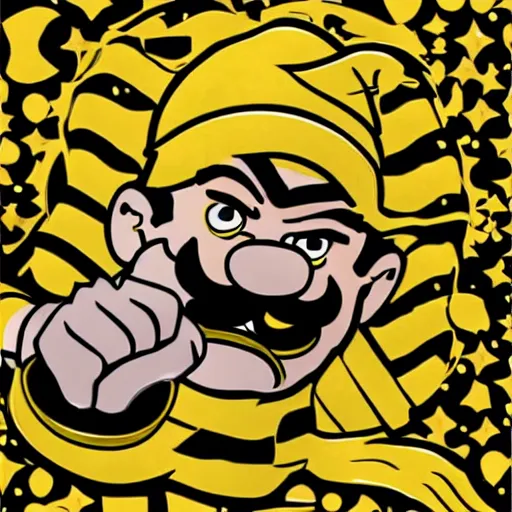 Prompt: wario swimming in gold