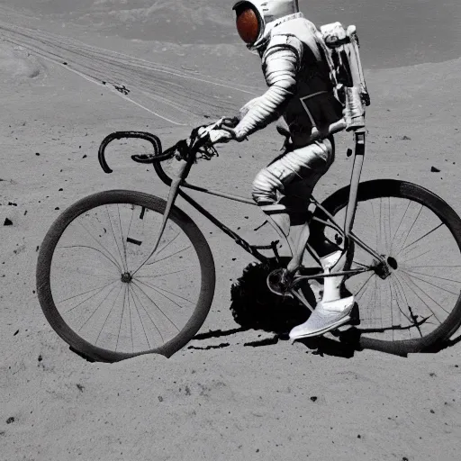 Prompt: realistic apollo photo from the moon of a rocket powered bicycle - n 4