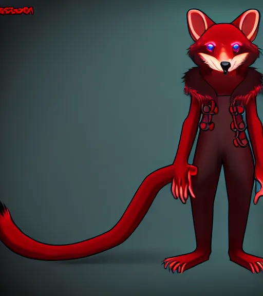 Image similar to furry - male - red - black - weasel - necromancer - fursona uhd ue 5 visual novel pc game expressions