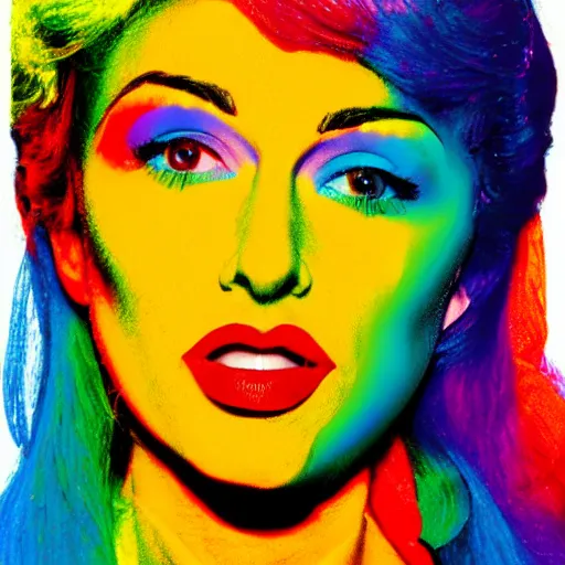 Image similar to rainbow qedtherese. pop art.