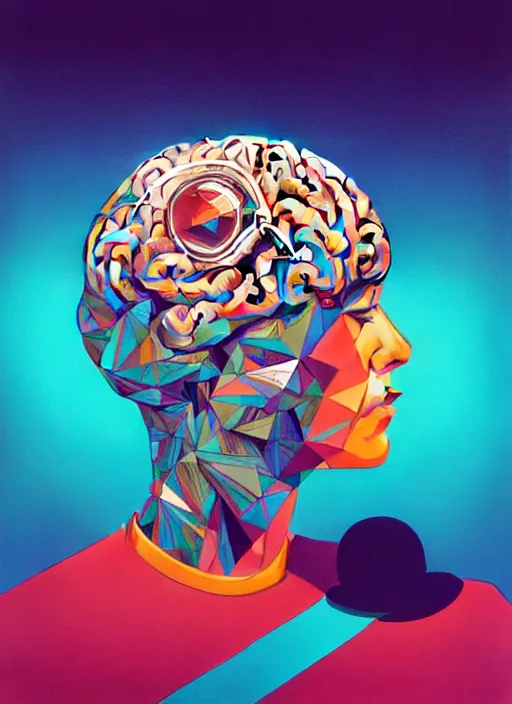 Prompt: brain inside a prism, tristan eaton, victo ngai, artgerm, rhads, ross draws, trending on artstation, cgsociety