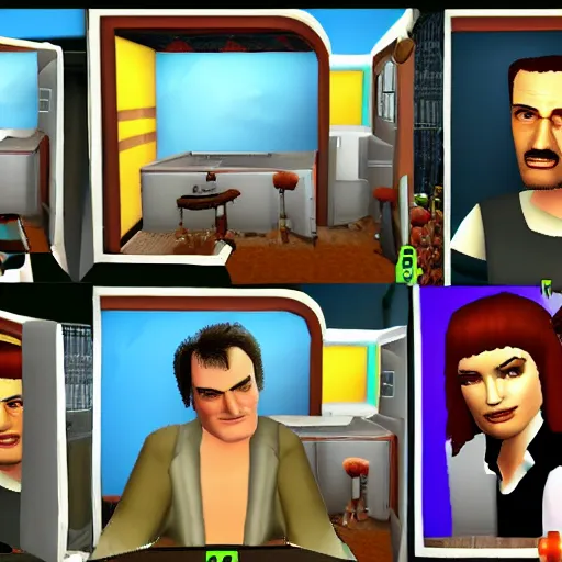 Image similar to quentin tarantino in the video game sims