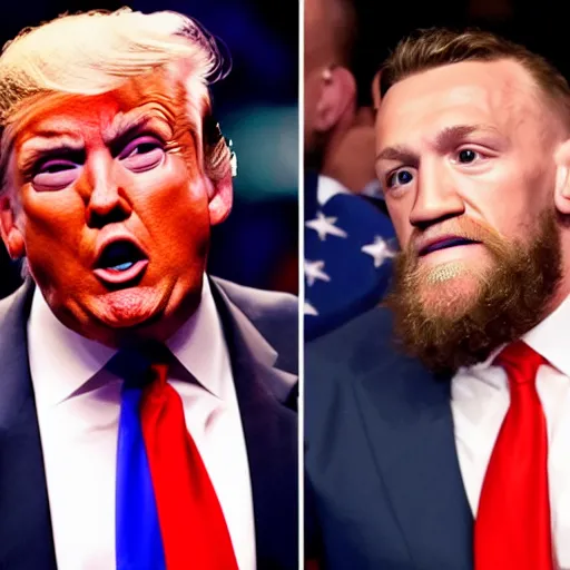 Prompt: Donald Trump fighting Conor McGregor at Madison Square Garden