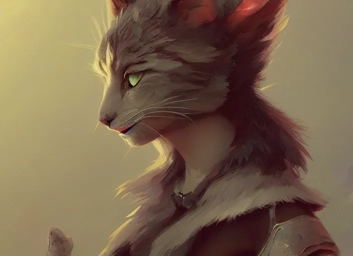 Image similar to stunningly beautiful female anthropomorphic cat character in a rock outfit Renowned character illustration by greg rutkowski trending on ArtStation, deviantart, SFW version, high detail, stylized portrait H 704