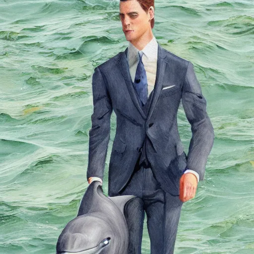 Image similar to dolphin in a suit