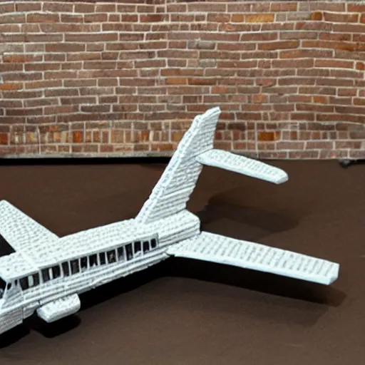 Prompt: photo of a real airplane made out of bricks. 8K.