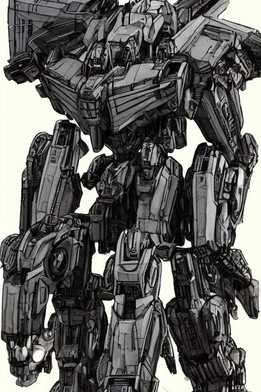 Image similar to full body illustrations of mecha, pen and ink, very detailed, concept art, transformers movie aesthetic