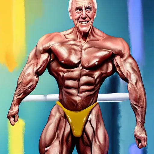 Image similar to Bruce forsythe with the physique of a body builder, hyper realistic, ultra detailed, cinematic, dynamic lighting, photorealistic, refined, intricate, digital art, digital painting, masterpiece, 8k