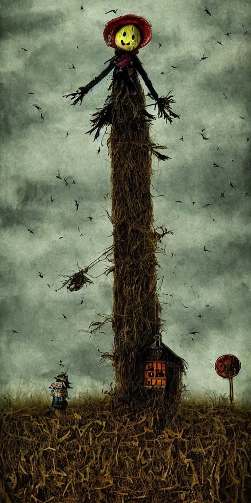 Image similar to a scarecrow scene by alexander jansson