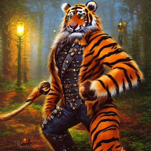 Anthropomorphic, Anthro, Furry Tiger Man In Leather | Stable Diffusion ...