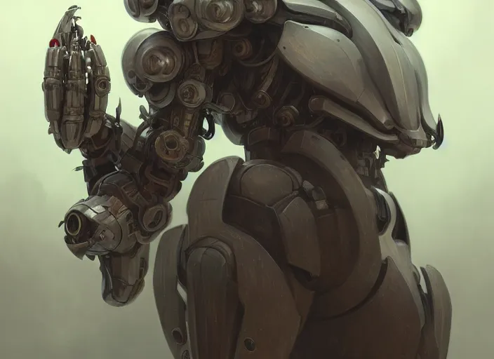 Image similar to anthropomorphic mecha - orc protoengineer biohacker, intricate, elegant, highly detailed animal monster, digital painting, artstation, concept art, smooth, sharp focus, illustration, art by artgerm and greg rutkowski and alphonse mucha, 8 k