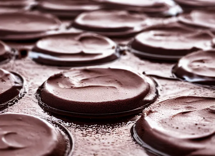 Image similar to chocolate pudding swimming pool. 8 k, depth of field, dslr