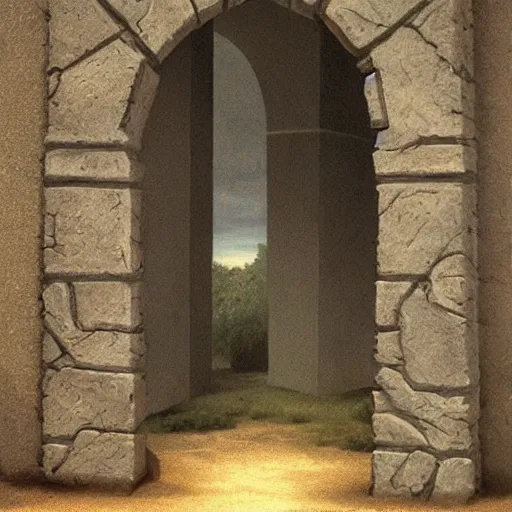 Image similar to beautiful matte painting of the doorway to another dimenstion, fantasy