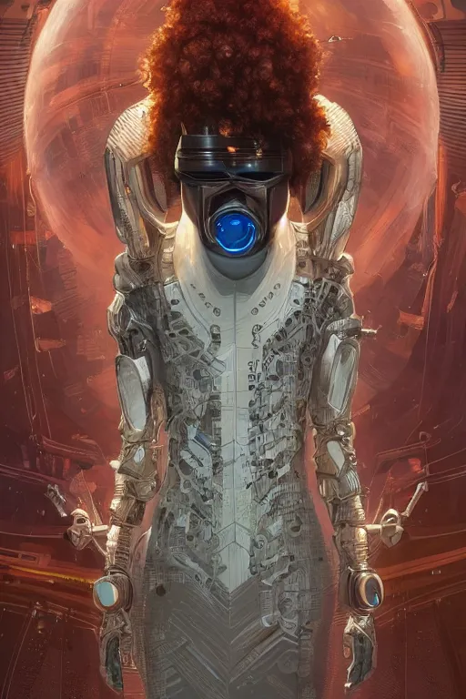 Image similar to ultra realistic illustration, wearing a futuristic mask, afrofuturistic, hacknaut cyberpunk, sci - fi, fantasy, intricate, elegant, highly detailed, digital painting, artstation, concept art, smooth, sharp focus, illustration, art by artgerm and greg rutkowski and alphonse mucha