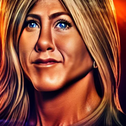 Image similar to photorealistic jennifer aniston punching donald trump. hyperdetailed photorealism, 1 0 8 megapixels, amazing depth, high resolution, 3 d shading, 3 d finalrender, 3 d cinematic lighting, glowing rich colors, psychedelic overtones, artstation concept art.