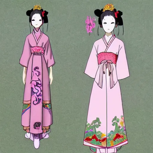 Image similar to a beautiful dress, chinese style, ghibli style - n