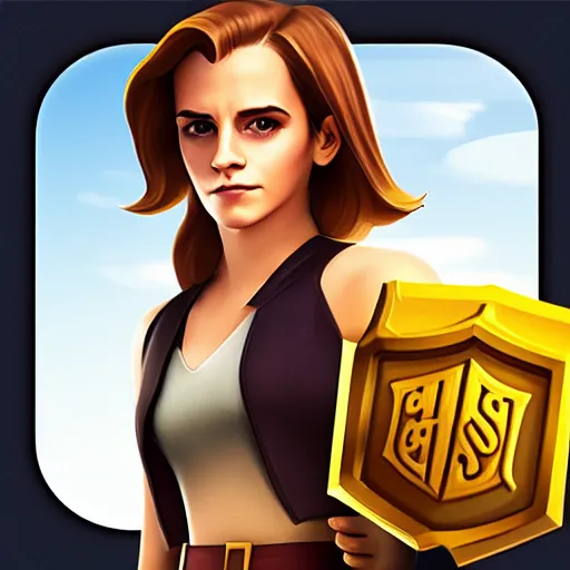 Prompt: emma watson clash of clans app icon