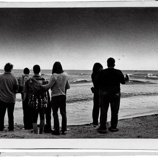 Prompt: photograph of people worried about the terrible omen on the horizon