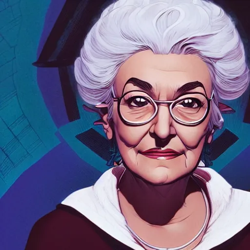 Image similar to portrait of bea arthur. sharp focus, cinematic pose, cinematic lighting, unreal engine render. art by josan gonzales and moebius and deathburger.