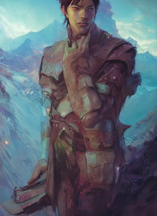 Prompt: a portrait of a male character in a scenic environment by Ross Tran and by Jesper Ejsing and by Mikalojus Konstantinas Ciurlionis