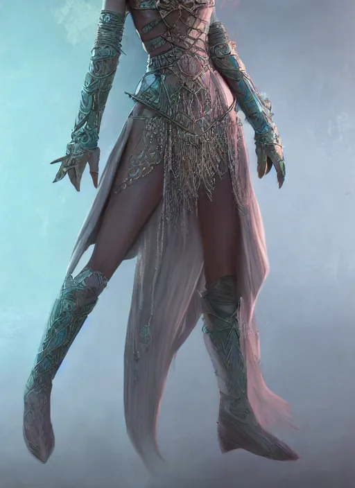 Prompt: full body concept, beautiful pastel painting of a D&D style elven female thief with a very beautiful face and centered eyes wearing intricate clothing, ultra detailed, octane render, 4K, dystopian, micro details