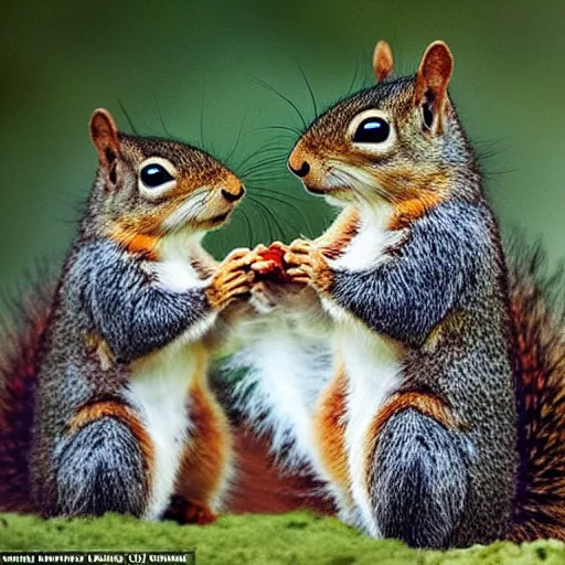 Prompt: three squirrel's having a cool birthday party, national geographic photo, highly detailed