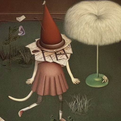 Prompt: alice in wonderland, Gertrude Abercrombie, highly detailed, masterpiece, trending on ArtStation, ultra realistic