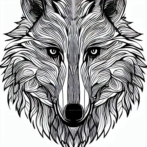 Image similar to wolf template base lineart sideways view, simple, no color, coloring book style, high quality, HD, 8K