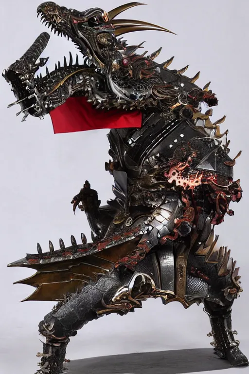 Image similar to a mechanical dragon samurai in japanese armor