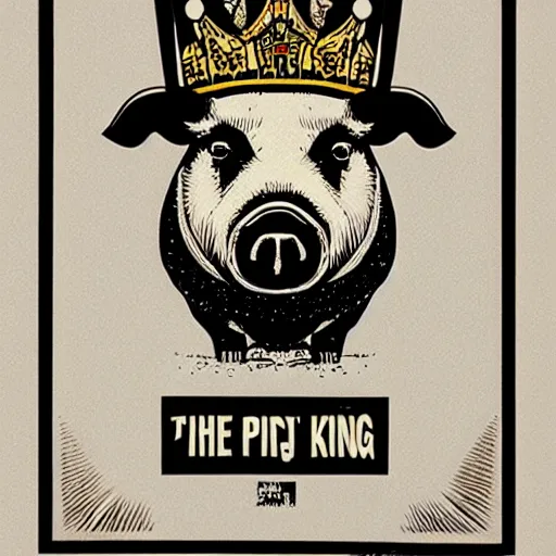 Prompt: Portrait of pig as a king by Shepard Fairey