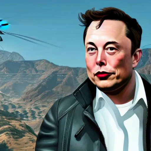 Image similar to elon musk as a character in gta v, highly detailed