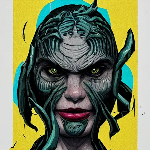 Prompt: Creature from the Black Lagoon picture by Sachin Teng, asymmetrical, dark vibes, Realistic Painting , Organic painting, Matte Painting, geometric shapes, hard edges, graffiti, street art:2 by Sachin Teng:4