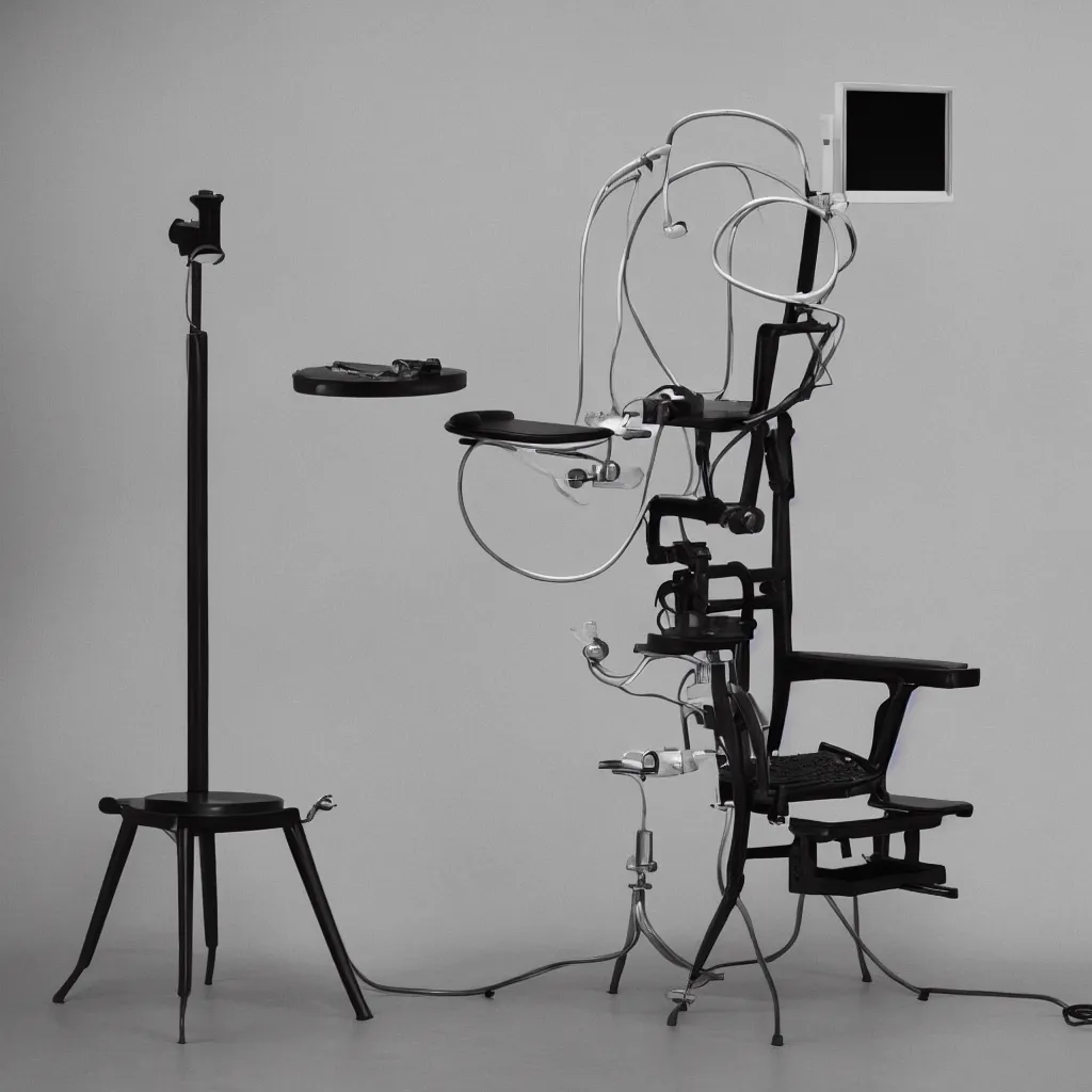 Image similar to product photography teenage engineering electric chair, dieter rams, jonothan ive, vintage