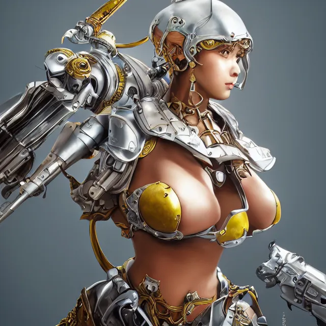 Prompt: studio portrait of lawful good colorful female holy mecha paladin absurdly beautiful, elegant, young curvy bikini model, ultrafine hyperrealistic detailed face illustration by kim jung gi, irakli nadar, intricate linework, sharp focus, bright colors, matte, octopath traveler, final fantasy, unreal engine highly rendered, global illumination, radiant light, intricate environment