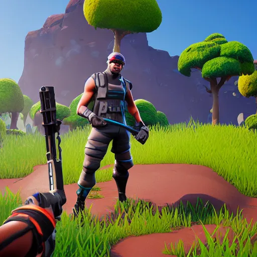 Image similar to artis rock as a fortnite character, screenshot from fortnite, 3 d unreal engine render