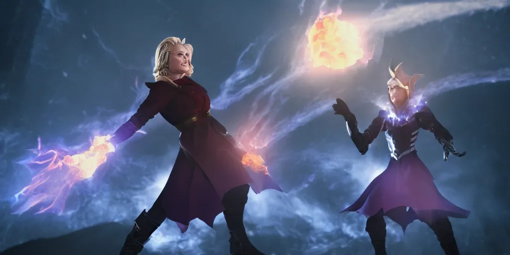 Prompt: hilary clinton as an evil elven princes casting a fireball anime style, moody lighting, octane render