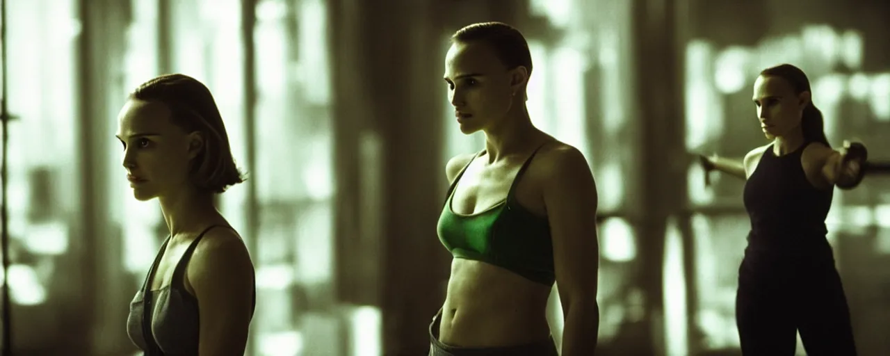 Image similar to “ natalie portman starring as the incredible hulk, film still, studio lighting, wide shot of new york city ”