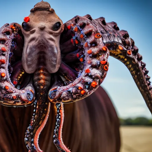 Image similar to horse octopus hybrid, screaming, canon eos r 3, f / 1. 4, iso 2 0 0, 1 / 1 6 0 s, 8 k, raw, unedited, symmetrical balance, wide angle